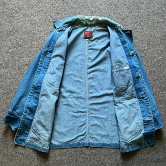 Vintage H.W. Carter & Sons Railroad Denim Chore Work Jacket Watch The Wear Small - Picture 8 of 16